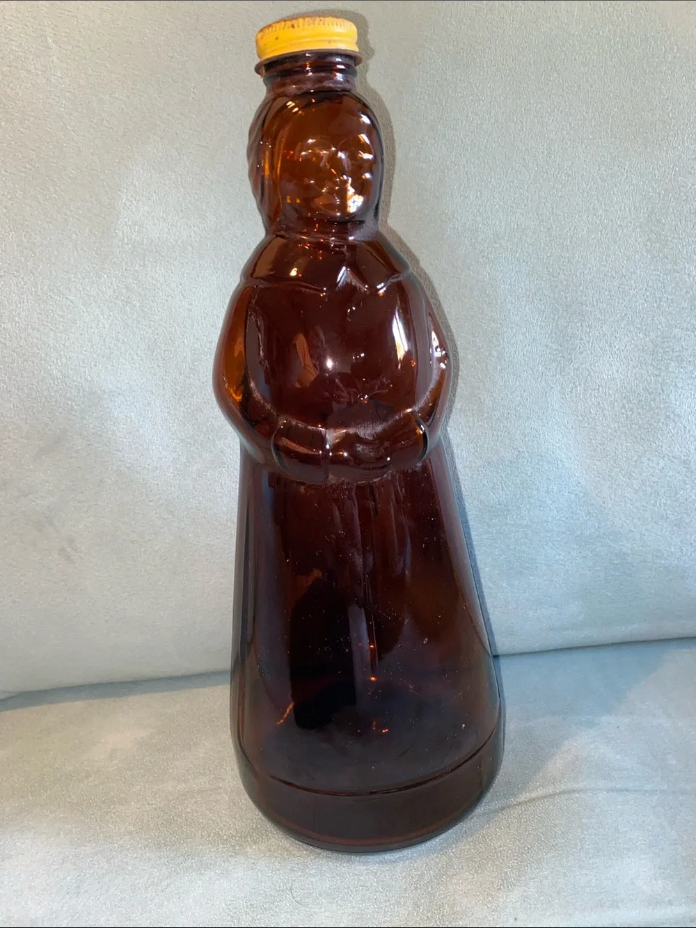 Vintage Mrs. Butterworth’s Amber Glass Figurine Vase
